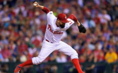 PHILADELPHIA, PA – JUNE 15: Pat Neshek #17 of the Philadelphia Phillies delivers a pitch against the Boston Red Sox at Citizens Bank Park on June 15, 2017 in Philadelphia, Pennsylvania. The Phillies won 1-0. (Photo by Drew Hallowell/Getty Images)