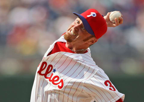 PHILADELPHIA – MAY 20: Closing pitcher Brett Myers #39 of the Philadelphia Phillies throws a pitch during the game against the Toronto Blue Jays on May 20, 2007 at Citizens Bank Park in Philadelphia, Pennsylvania. The Phillies defeated the Blue Jays 5-3. (Photo by Drew Hallowell/Getty Images)