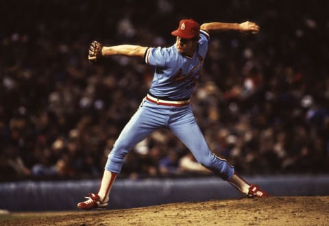 MILWAUKEE, WI – OCTOBER 1982: Jim Kaat #36 of the St. Louis Cardinals pitching during Game 3 of the 1982 World Series against the Milwaukee Brewers on October 15, 1982 in Milwaukee, Wisconsin. (Photo by Ronald C. Modra/Getty Images)