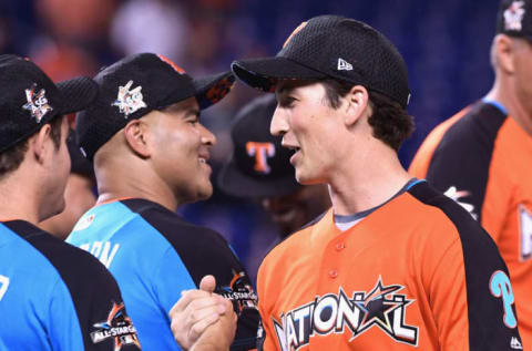 MIAMI, FL – JULY 09: Miles Teller attends the 2017 MLB All-Star Legends and Celebrity Softball at Marlins Park on July 9, 2017 in Miami, Florida. (Photo by Gustavo Caballero/Getty Images)