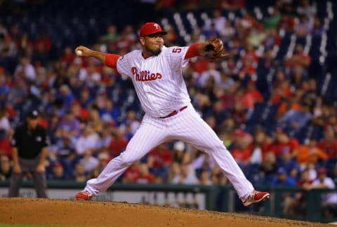 PHILADELPHIA, PA – JULY 26: Joaquin Benoit #53 of the Philadelphia Phillies throws a pitch in the eighth inning during a game against the Houston Astros at Citizens Bank Park on July 26, 2017 in Philadelphia, Pennsylvania. The Phillies won 9-0. (Photo by Hunter Martin/Getty Images)