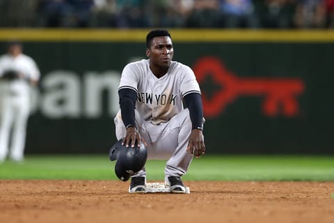 SEATTLE – JULY 20: Didi Gregorious #18 of the New York Yankees looks on during the game against the Seattle Mariners at Safeco Field on July 20, 2017 in Seattle, Washington. The Yankees defeated the Mariners 4-1. (Photo by Rob Leiter/MLB Photos via Getty Images)