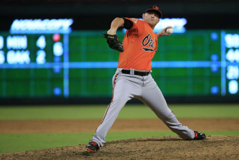 ARLINGTON, TX – JULY 29: Zach Britton #53 of the Baltimore Orioles pitches against the Texas Rangers during the ninth inning at Globe Life Park in Arlington on July 29, 2017 in Arlington, Texas. The Orioles won 4-0. (Photo by Ron Jenkins/Getty Images)