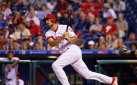 PHILADELPHIA, PA – AUGUST 22: Cameron Perkins #30 of the Philadelphia Phillies bats during game two of a doubleheader against the Miami Marlins at Citizens Bank Park on August 22, 2017 in Philadelphia, Pennsylvania. The Marlins won 7-4. (Photo by Hunter Martin/Getty Images)