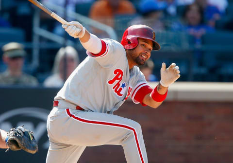 NEW YORK, NY – SEPTEMBER 04: Andres Blanco #4 of the Philadelphia Phillies in action against the New York Mets at Citi Field on September 4, 2017 in the Flushing neighborhood of the Queens borough of New York City. The Mets defeated the Phillies 11-7. (Photo by Jim McIsaac/Getty Images)