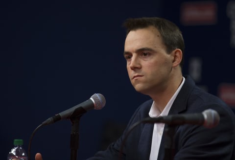 PHILADELPHIA, PA – SEPTEMBER 29: General manager Matt Klentak of the Philadelphia Phillies talks to the media prior to the game against the New York Mets at Citizens Bank Park on September 29, 2017 in Philadelphia, Pennsylvania. (Photo by Mitchell Leff/Getty Images)