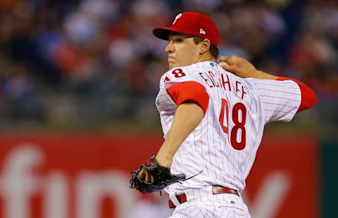 PHILADELPHIA, PA – APRIL 10: Jerad Eickhoff #48 of the Philadelphia Phillies in action against the New York Mets during a game at Citizens Bank Park on April 10, 2017 in Philadelphia, Pennsylvania. (Photo by Rich Schultz/Getty Images)