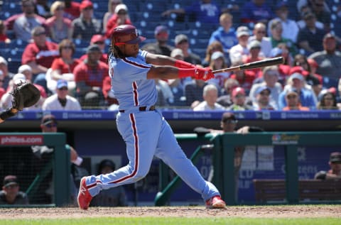 PHILADELPHIA, PA – APRIL 26: Maikel Franco #7 of the Philadelphia Phillies singles in the fifth nning during a game against the Arizona Diamondbacks at Citizens Bank Park on April 26, 2018 in Philadelphia, Pennsylvania. The Diamondbacks won 8-2. (Photo by Hunter Martin/Getty Images)