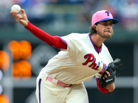 PHILADELPHIA, PA – MAY 13: Pitcher Aaron Nola #27 of the Philadelphia Phillies delivers a pitch against the New York Mets during the second inning of a game at Citizens Bank Park on May 13, 2018 in Philadelphia, Pennsylvania. (Photo by Rich Schultz/Getty Images)