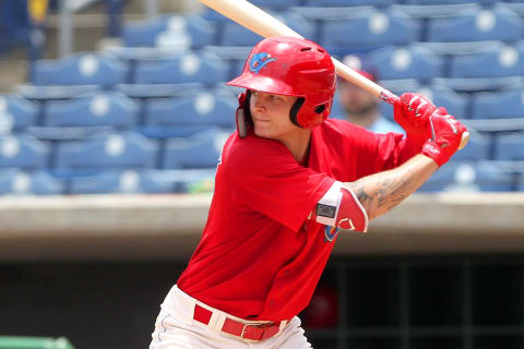 TAMPA, FL – JUNE 03: Mickey Moniak (2) of the Threshers at bat during the Florida State League game between the Florida Fire Frogs and the Clearwater Threshers on June 03, 2018, at Spectrum Field in Clearwater, FL. (Photo by Cliff Welch/Icon Sportswire via Getty Images)