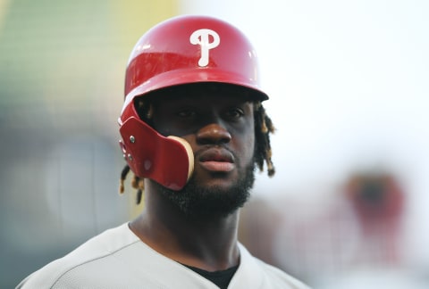 SAN FRANCISCO, CA – JUNE 02: Odubel Herrera #37 of the Philadelphia Phillies looks on as he walks back to the dugout after striking out against the San Francisco Giants in the top of the first inning at AT&T Park on June 2, 2018 in San Francisco, California. (Photo by Thearon W. Henderson/Getty Images)