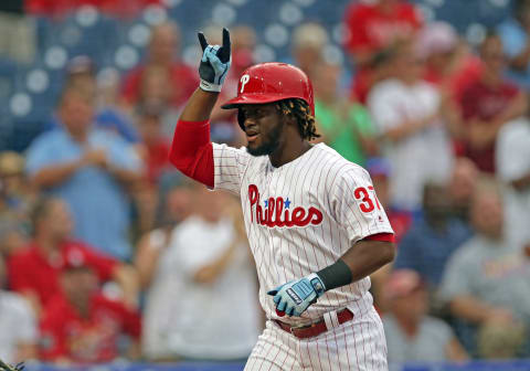 PHILADELPHIA, PA – JUNE 18: Odubel Herrera #37 of the Philadelphia Phillies celebrates after hitting a three-run home run in the first inning during a game against the St. Louis Cardinals at Citizens Bank Park on June 18, 2018 in Philadelphia, Pennsylvania. (Photo by Hunter Martin/Getty Images)