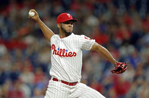 PHILADELPHIA, PA – JUNE 19: Seranthony Dominguez #58 of the Philadelphia Phillies throws a pitch in the ninth inning during a game against the St. Louis Cardinals at Citizens Bank Park on June 19, 2018 in Philadelphia, Pennsylvania. The Cardinals won 7-6. (Photo by Hunter Martin/Getty Images)