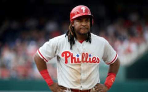 WASHINGTON, DC – JUNE 23 : Maikel Franco #7 of the Philadelphia Phillies looks on during a pitching change against the Washington Nationals at Nationals Park on June 23, 2018 in Washington, DC. (Photo by Rob Carr/Getty Images)