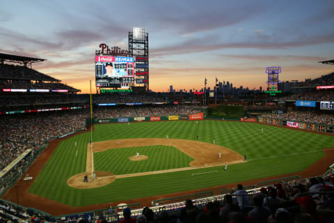 PHILADELPHIA, PA – JUNE 25: A scenic view of the playing field from the upper level at sunset during a game between the New York Yankees and the Philadelphia Phillies at Citizens Bank Park on June 25, 2018 in Philadelphia, Pennsylvania. The Yankees won 4-2. (Photo by Hunter Martin/Getty Images)