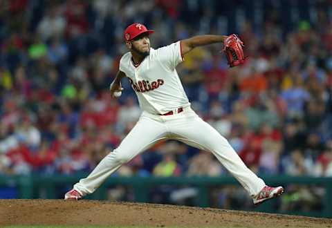 PHILADELPHIA, PA – JULY 03: Seranthony Dominguez #58 of the Philadelphia Phillies delivers a pitch in the ninth inning during a game against the Baltimore Orioles at Citizens Bank Park on July 3, 2018 in Philadelphia, Pennsylvania. The Phillies won 3-2. (Photo by Hunter Martin/Getty Images)