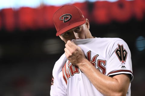 PHOENIX, AZ – JULY 05: Shelby Miller #26 of the Arizona Diamondbacks reacts after pitching the first inning of the MLB game against the San Diego Padres at Chase Field on July 5, 2018 in Phoenix, Arizona. (Photo by Jennifer Stewart/Getty Images)