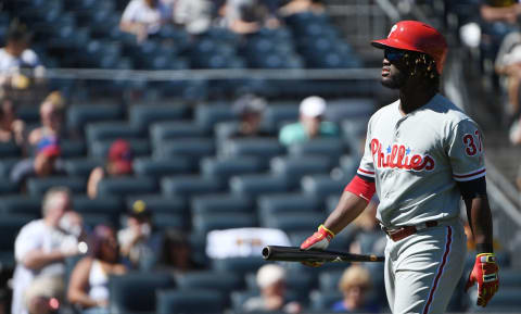 PITTSBURGH, PA – JULY 08: Odubel Herrera #37 of the Philadelphia Phillies walks back to the dugout after striking out in the eighth inning during the game against the Pittsburgh Pirates at PNC Park on July 8, 2018 in Pittsburgh, Pennsylvania. (Photo by Justin Berl/Getty Images)