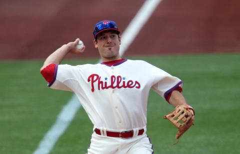 PHILADELPHIA – MAY 8: Third baseman Greg Dobbs #19 of the Philadelphia Phillies throws to first base during a game against the Atlanta Braves at Citizens Bank Park on May 8, 2010 in Philadelphia, Pennsylvania. The Braves won 4-1. (Photo by Hunter Martin/Getty Images)