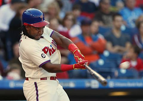 PHILADELPHIA, PA – OCTOBER 01: Maikel Franco #7 of the Philadelphia Phillies hits a three-run home run against the New York Mets during the fourth inning of a game at Citizens Bank Park on October 1, 2017 in Philadelphia, Pennsylvania. (Photo by Rich Schultz/Getty Images)