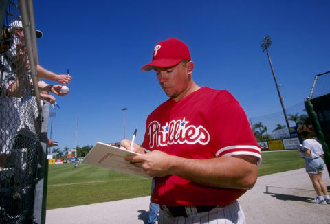 6 Mar 1998: Pitcher Ricky Bottalico of the Philadelphia Phillies in action during a spring training game against the New York Yankees at the Jack Russell Stadium in Clearwater, Florida. The Phillies defeated the Yankees 9-6. Mandatory Credit: Rick Stewa