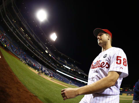 PHILADELPHIA, PA – MAY 13: Closer Jonathan Papelbon #58 of the Philadelphia Phillies walks off the field after getting the save in the Phillies 3-2 win over the Pittsburgh Pirates at Citizens Bank Park on May 13, 2015 in Philadelphia, Pennsylvania. Papelbon broke the Phillies franchise record with his 113th save. (Photo by Rich Schultz/Getty Images)