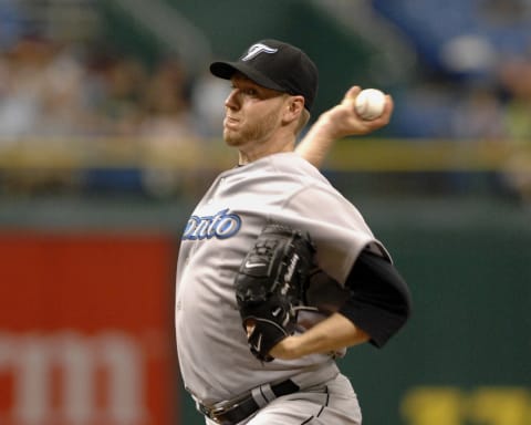 Toronto Blue Jays pitcher Roy Halladay against the Tampa Bay Devil Rays, April 8, 2007 in St. Petersburg, Florida. The Jays defeated the Rays 6-3. (Photo by A. Messerschmidt/Getty Images)