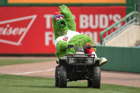 CLEARWATER, FL – MARCH 03: The Philly Fanatic entertains the crowd prior to a spring training game between the Philadelphia Phillies and the Houston Astros at Bright House Field on March 3, 2016 in Clearwater, Florida. (Photo by Stacy Revere/Getty Images)