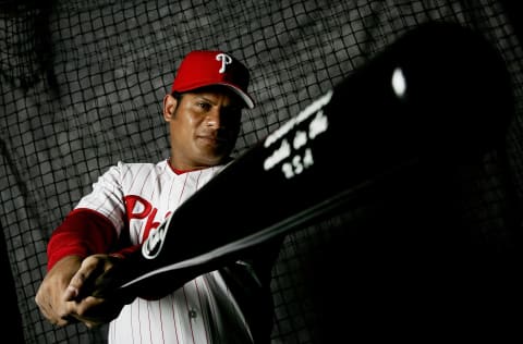 CLEARWATER, FL – FEBRUARY 23: Bobby Abreu of the Philadelphia Phillies poses for a portrait during Phillies Photo Day at Bright House Networks Field on February 23, 2006 in Clearwater, Florida. (Photo by Nick Laham/Getty Images)