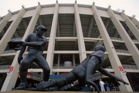 8 Apr 2001: A general view of the exterior of the Veterans Stadium taken before the game between the Chicago Cubs and the Philadephia Phillies at the Veteran Stadium in Philadelphia, Pennsylvania. The Phillies defeated the Cubs 3-1.Mandatory Credit: Doug Pensinger /Allsport