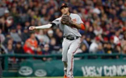 CLEVELAND, OH – SEPTEMBER 10: Manny Machado #13 of the Baltimore Orioles throws to first base against the Cleveland Indians in the third inning at Progressive Field on September 10, 2017 in Cleveland, Ohio. The Indians defeated the Orioles 3-2, (Photo by David Maxwell/Getty Images)