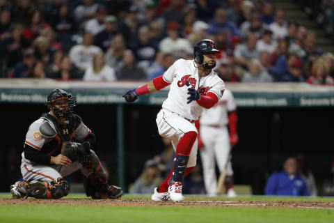 CLEVELAND, OH – SEPTEMBER 10: Carlos Santana #41 of the Cleveland Indians bats against the Baltimore Orioles in the fifth inning at Progressive Field on September 10, 2017 in Cleveland, Ohio. The Indians defeated the Orioles 3-2, (Photo by David Maxwell/Getty Images)