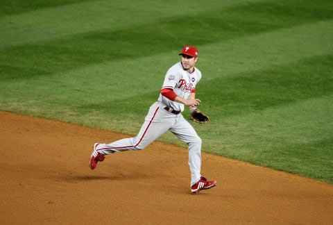 NEW YORK – NOVEMBER 04: Chase Utley #26 of the Philadelphia Phillies plays second base against the New York Yankees in Game Six of the 2009 MLB World Series at Yankee Stadium on November 4, 2009 in the Bronx borough of New York City. The Yankees won 7-3 to win the series 4 games to 2. (Photo by Al Bello/Getty Images)