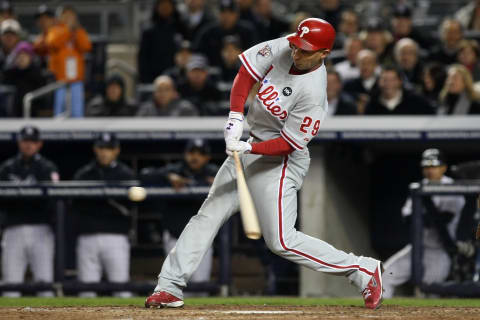 NEW YORK – NOVEMBER 04: Raul Ibanez #29 of the Philadelphia Phillies bats against the New York Yankees in Game Six of the 2009 MLB World Series at Yankee Stadium on November 4, 2009 in the Bronx borough of New York City. The Yankees won 7-3. (Photo by Nick Laham/Getty Images)