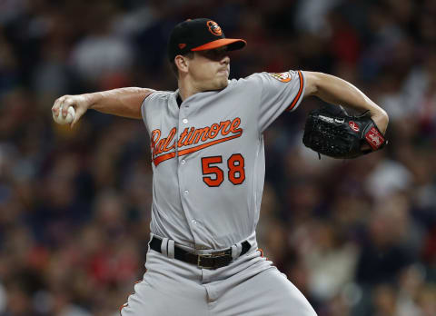 CLEVELAND, OH – SEPTEMBER 10: Jeremy Hellickson #58 of the Baltimore Orioles pitches against the Cleveland Indians in the first inning at Progressive Field on September 10, 2017 in Cleveland, Ohio. (Photo by David Maxwell/Getty Images)