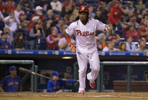 PHILADELPHIA, PA – SEPTEMBER 29: Maikel Franco #7 of the Philadelphia Phillies hits a two run home run in the bottom of the second inning against the New York Mets at Citizens Bank Park on September 29, 2017 in Philadelphia, Pennsylvania. (Photo by Mitchell Leff/Getty Images)