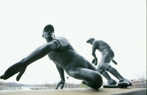 PHILADELPHIA – APRIL 8: Statues are shown outside Veterans Stadium before the Philadelphia Phillies game against the Chicago Cubs on April 8, 2001 in Philadelphia, Pennsylvania. (Photo by Doug Pensinger/Getty Images)