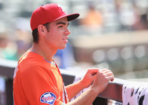 NEW YORK, NY – JULY 14: Jesse Biddle #54 of the United States looks on from the dugout during the game against the World Team on July 14, 2013 at Citi Field in the Flushing neighborhood of the Queens borough of New York City. The United States defeated the World Team 4-2. (Photo by Elsa/Getty Images)