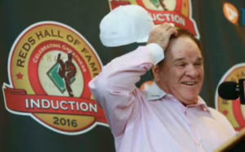 CINCINNATI, OH – JANUARY 19: Former Cincinnati Reds player Pete Rose speaks during a press conference at the Champions Club at Great American Ball Park on January 19, 2016 in Cincinnati, Ohio. Rose was introduced as the latest member of the Cincinnati Reds Hall of Fame and will be inducted at a game in June. (Photo by Mark Lyons/Getty Images)