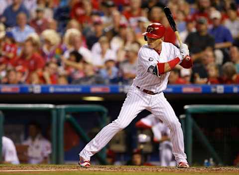 PHILADELPHIA, PA – SEPTEMBER 15: Cesar Hernandez #16 of the Philadelphia Phillies in action against the Oakland Athletics during a game at Citizens Bank Park on September 15, 2017 in Philadelphia, Pennsylvania. (Photo by Rich Schultz/Getty Images)