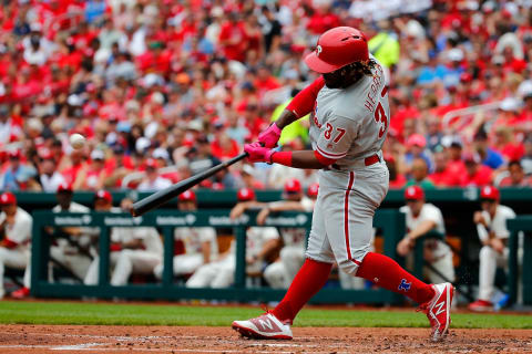 ST. LOUIS, MO – MAY 19: Odubel Herrera #37 of the Philadelphia Phillies hits a two-run home run against the St. Louis Cardinals in the third inning at Busch Stadium on May 19, 2018 in St. Louis, Missouri. (Photo by Dilip Vishwanat/Getty Images)