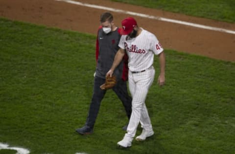 Jake Arrieta #49 of the Philadelphia Phillies (Photo by Mitchell Leff/Getty Images)