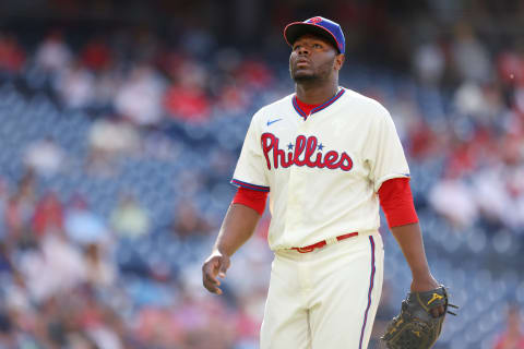 Closer Hector Neris #50 of the Philadelphia Phillies (Photo by Rich Schultz/Getty Images)