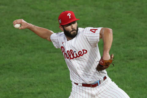 Jake Arrieta #42 of the Philadelphia Phillies (Photo by Hunter Martin/Getty Images)