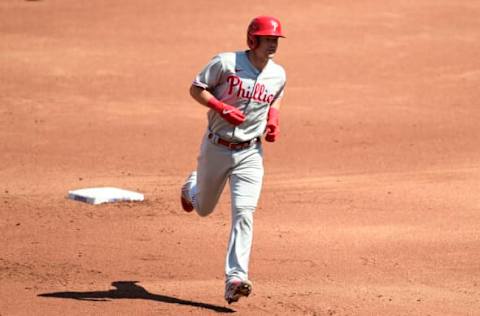 Andrew Knapp #5 of the Philadelphia Phillies (Photo by Steven Ryan/Getty Images)