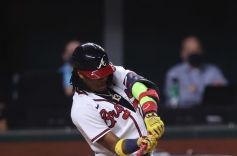 Ronald Acuna Jr. #13 of the Atlanta Braves (Photo by Tom Pennington/Getty Images)