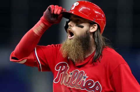 Brandon Marsh #16 of the Philadelphia Phillies (Photo by Megan Briggs/Getty Images)