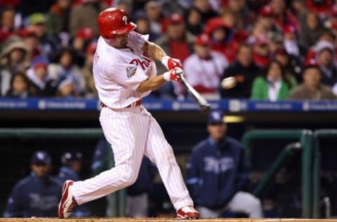 Shane Victorino #8 of the Philadelphia Phillies (Photo by Jed Jacobsohn/Getty Images)