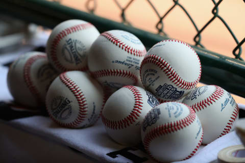 SOUTH WILLIAMSPORT, PA – AUGUST 27: Baseballs sit in the well during the Championship Game of the Little League World Series between Japan and the Southwest Team from Texas at Lamade Stadium on August 27, 2017 in South Williamsport, Pennsylvania. (Photo by Rob Carr/Getty Images)