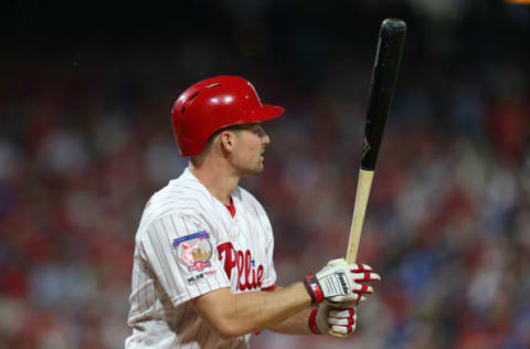 Phil Gosselin #9 of the Philadelphia Phillies (Photo by Rich Schultz/Getty Images)